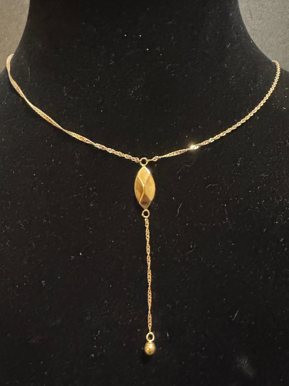 EternaGold Drop Pendant Lariat Necklace and earring set- 14KT